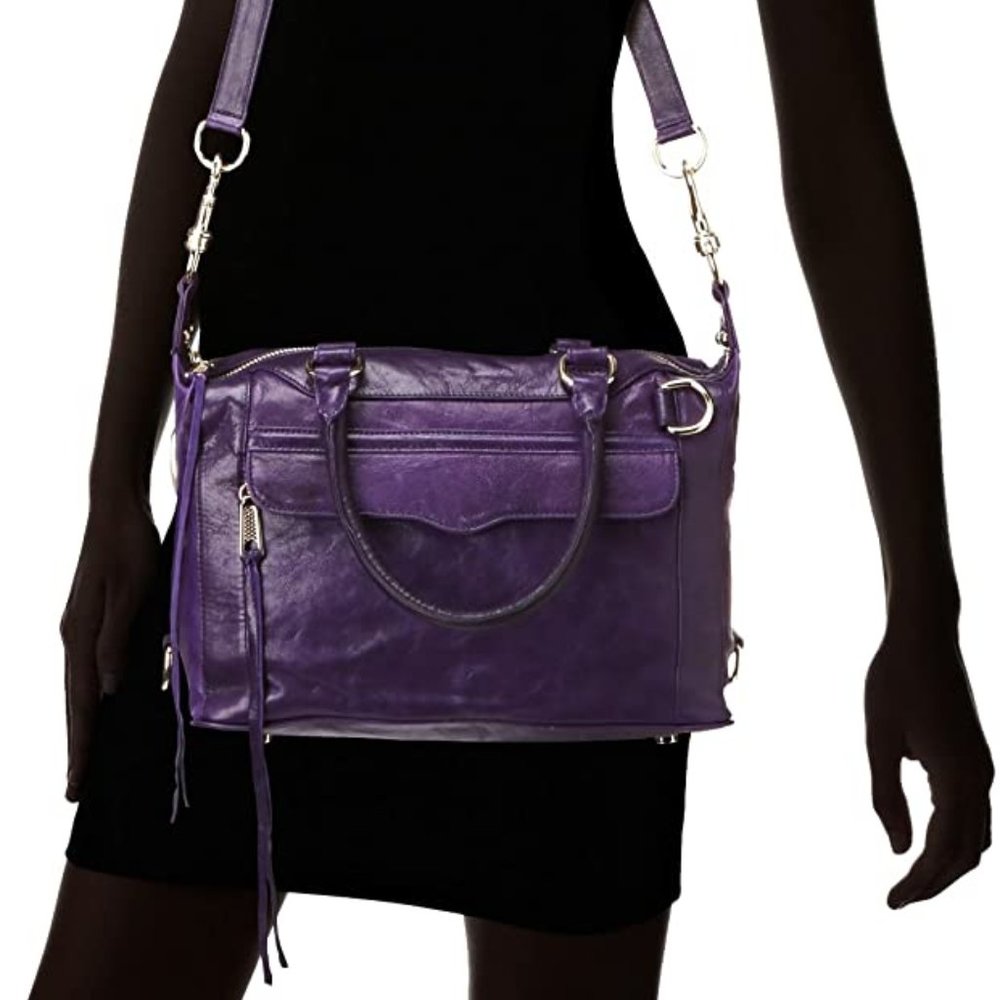 Rebecca Minkoff mab mini patent shoulder bag Grape - Picture 2 of 10